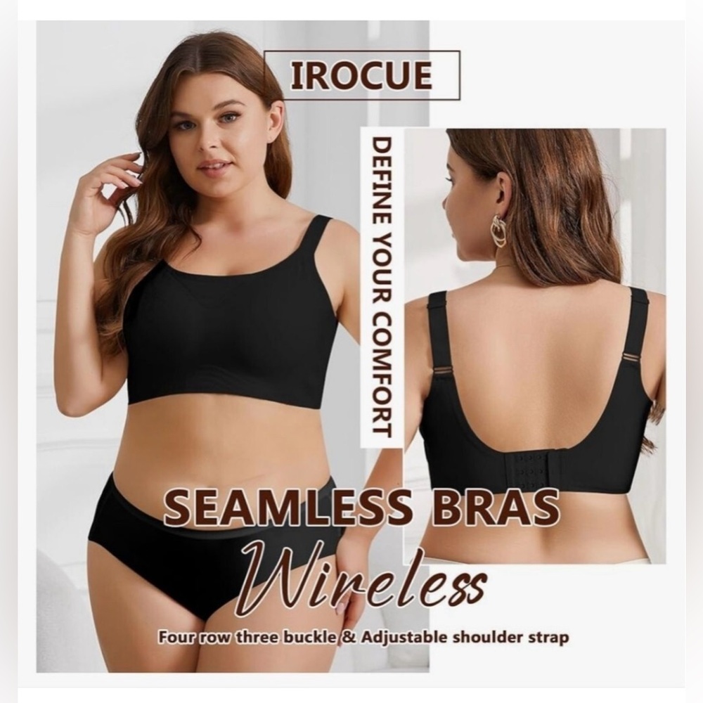 Irocue NWOT Black Seamless Wireless Bra M